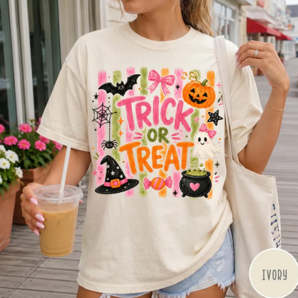 Trick Or Treat Shirt, Cute Halloween T-Shirt, Coquette Halloween Shirt